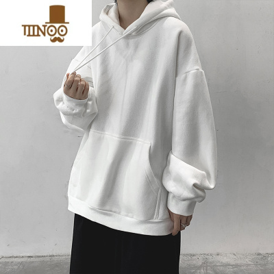 YANXU纯色连帽卫衣男灰色宽松oversize上衣服潮牌高街男生外套