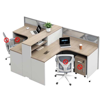 汉诺鑫威职员办公桌员工位转角l型卡座简约现代电脑桌办公室桌椅组合T型2人位