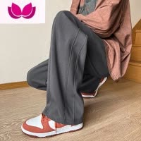 七斓软糯垂感咖色裤子男直筒阔腿vibe美式高街潮牌复古休闲裤宽松