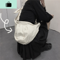 19ss韩国INS暗黑纯色系带打结学生百搭斜挎包帆布包饺子包男女款NEW LAKE女斜挎包