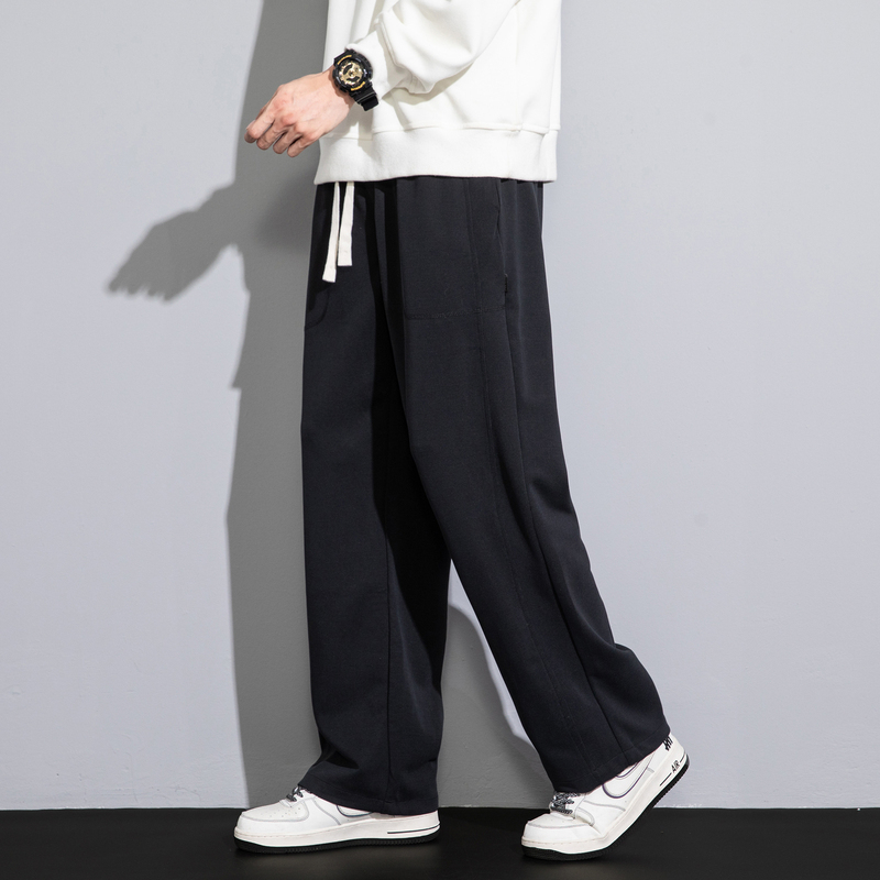 [2.5折价101元]唐狮秋冬季新款运动裤男阔腿卫裤宽松休闲长裤子直筒男生黑色