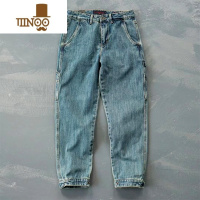 YANXU重工复古水洗工装牛仔裤男宽松直筒美式做旧日系潮流阿美咔叽