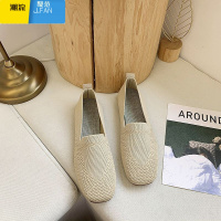 聚范老北京布鞋女大码单鞋ins潮2024新款方头飞织豆豆鞋平底百搭