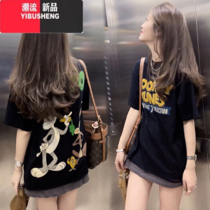YIBUSHENG欧货卡通兔短袖t恤女新款减龄上衣洋气宽松半袖体恤漂亮小衫