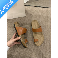 SUNTEK一字凉拖外穿女鞋子2023年春夏新款厚底一脚蹬罗马风配裙子凉鞋