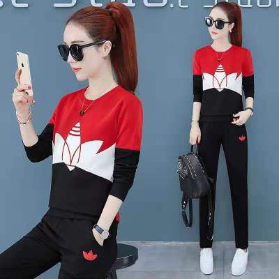 珂卡慕(KEKAMU)运动服套装女春秋新款韩版宽松显瘦长袖卫衣两件套休闲装潮