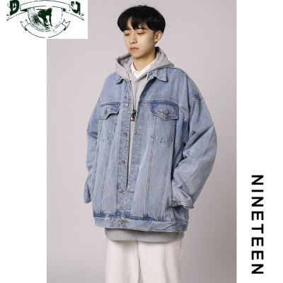 HLCOMAN十九秋/2020秋季新款港风男装牛仔夹克外套宽松青少年学生牛仔衣夹克