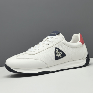 男生头层牛皮白色板鞋男款潮鞋真皮欧洲站男鞋平底透气百搭休闲鞋