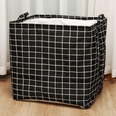 家用超大可折叠阿斯卡利(ASCARI)束口方形衣服被子收纳筐摆地摊收纳袋子黑色方格50*40*50-特大号束口