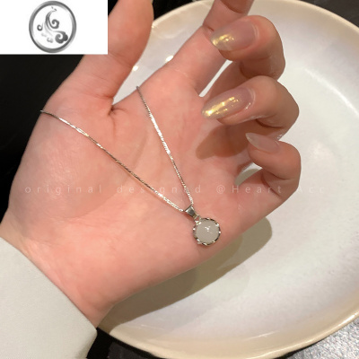 JiMi猫眼石圆圈吊坠项链女轻奢小众高级设计感网红锁骨链精致百搭配饰