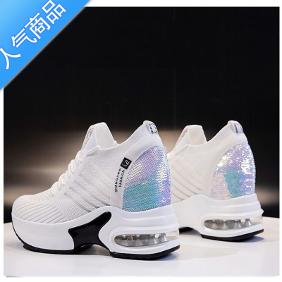 SUNTEK老爹鞋女夏季ins潮鞋2023新款休闲百搭网面厚底内增高运动小白鞋