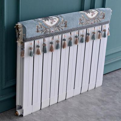 欧式暖气片罩装饰罩子布艺防尘套老式遮挡盖布遮挡帘保护套卫生间 清歌蓝色 长度80cm*厚度10cm*高度(含穗)20cm