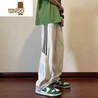 YANXU高街裤子男夏季薄款宽松直筒休闲裤潮牌ins欧美侧边条纹运动卫裤