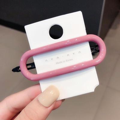 发夹后脑勺碎发夹子网红发饰品彩色少女洛滑边夹刘海夹粉色长方形