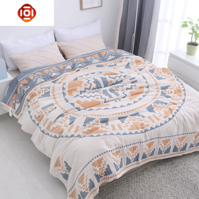 北欧棉纱布毛巾被单人双人薄空调毯棉午睡毯休闲毯小毛毯盖毯三维工匠