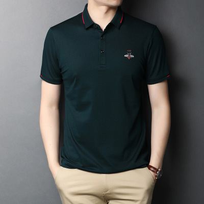 梵克公牛中青年polo衫男短袖商务2020热卖男式简约都市T恤夏季休闲时尚翻领半袖棉T男装上衣POLO6298绿色165