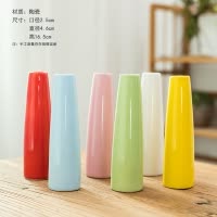 小清新陶瓷花瓶摆件客厅餐桌干花插装饰品北欧电视柜家居创意摆设 三维工匠 简约(高16CM)绿色