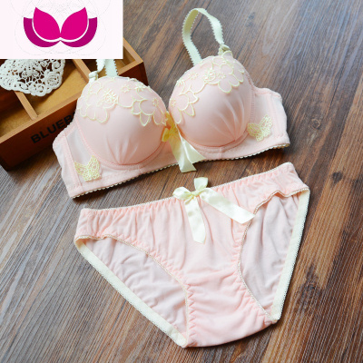 少女文胸套装秋厚模杯可爱甜美清新高中大学生日系蕾丝学生内衣裤_1