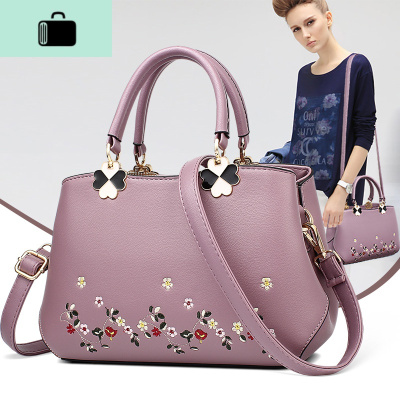 女士包包2020新款时尚中年女包妈妈包刺绣手提包百搭单肩斜挎包潮NEW LAKE女斜挎包