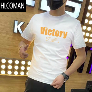 HLCOMAN短袖男t恤印花上衣半袖夏2025新款美式高街潮牌宽松薄款百搭体恤