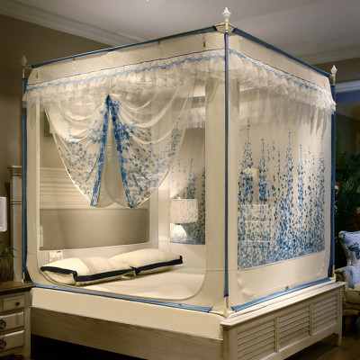 美帮汇防摔坐床拉链蚊帐1.8m床家用公主风蒙古包1.5米加密新款加厚支架