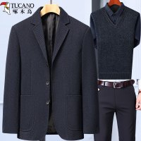 啄木鸟爸爸春装外套装中年西服男春秋季喜公公婚宴礼服中老年西装