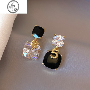 JiMi耳环银针网红小众轻奢锆石9252021精致四叶草年新款耳钉潮ins耳饰 金色S925银针