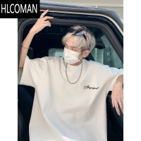 HLCOMAN简约T恤男款2025新款夏季潮流美式青少年宽松版潮牌男生短袖