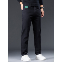 潮流欧版修身裤男春秋款弹力简约轻商务百搭小直筒黑色牛仔裤