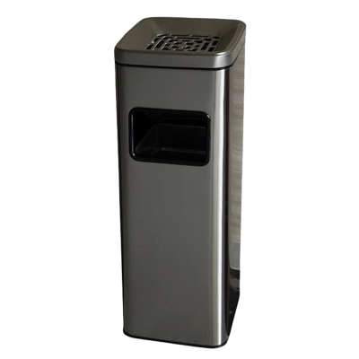 迅迈 正方形环保桶(黑金) 不锈钢酒店宾馆大堂垃圾桶灭烟桶带烟灰缸吸烟桶电梯口走廊立式桶