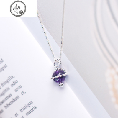 盖亚之心十二星座守护石项链纯银天然水晶吊坠简约锁骨链不褪色 JiMi