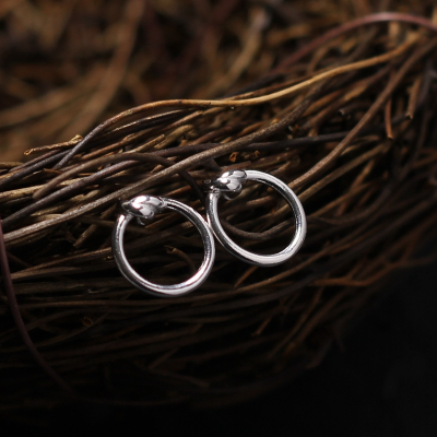 新款女925纯银耳钉极简精致银饰气质耳环不过敏耳饰简约百搭圆圈送女朋友老婆情人节七夕生日礼物