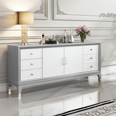 美式轻奢卧室电视柜高款实木高级灰主卧储物加高房间60cm客厅