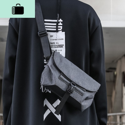 2019新款潮牌男士帆布单肩斜挎包中号容量横版方形休闲韩版小挎包NEW LAKE男士斜挎包