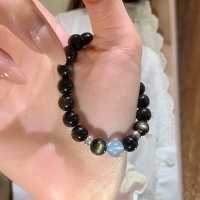 天然水晶黑曜石海蓝宝手串正品轻奢小众精致手链高颜值学生党送女朋友老婆情人节七夕生日礼物