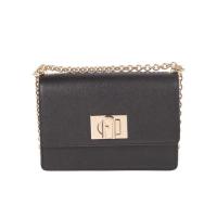 FURLA女士迷你真皮单肩包金色链条翻盖旋扣便携斜挎小方包
