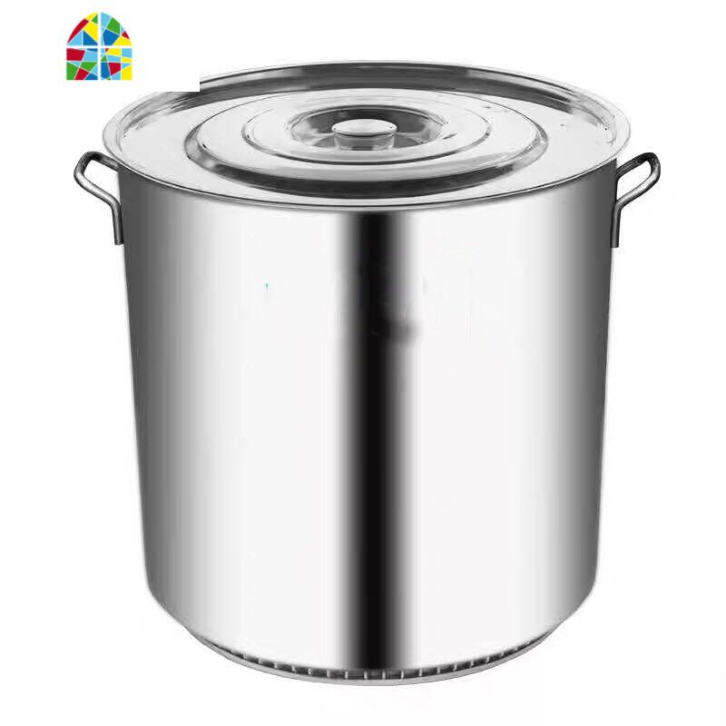商用不锈钢翅片节能桶加厚带盖卤水桶麻辣烫桶复合底卤肉熟食汤锅 FENGHOU 50cm*50高(容量98升)节能桶