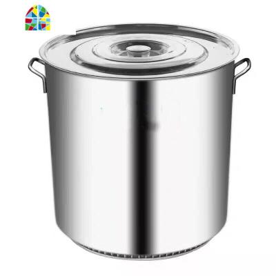 商用不锈钢翅片节能桶加厚带盖卤水桶麻辣烫桶复合底卤肉熟食汤锅 FENGHOU 50cm*50高(容量98升)节能桶