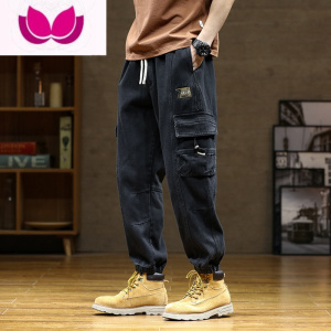 七斓工装裤男款宽松大码休闲裤束脚多口袋耐磨长裤配马丁靴的裤子
