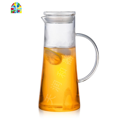 耐热防爆大容量开水瓶玻璃壶加厚晾热水扎杯凉水壶 FENGHOU 竹盖款[梯形水壶]+4杯茶盘