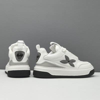 高端男生头层牛皮厚底透气增高板鞋男款潮鞋真皮欧洲站男士休闲鞋