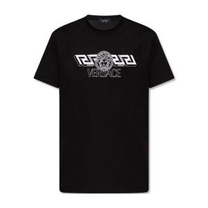 Versace 时尚酷炫潮流圆领长袖男款 T 恤简约经典户外运动休闲日常通勤 黑色 M