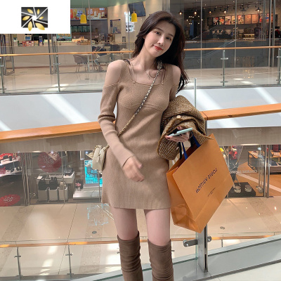 暖青汇2020秋冬季新款女装大码法式针织裙子气质显瘦收腰打底连衣裙冬裙大码女装