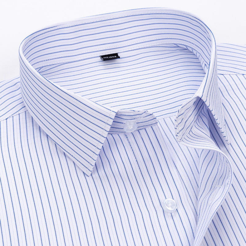 2025夏新款短袖棉质衬衫男士商务正装青年免烫时尚条纹衬衣男装