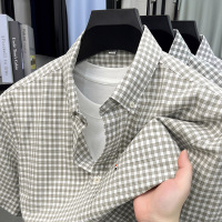 春夏季新款男士纯棉开衫短袖休闲翻领通勤百搭舒适新疆棉衬衫