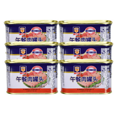 上海梅林 午餐肉罐头 (不含鸡肉) 198g*6 罐装 方便面螺蛳粉火锅搭档(新老包装随机发货)