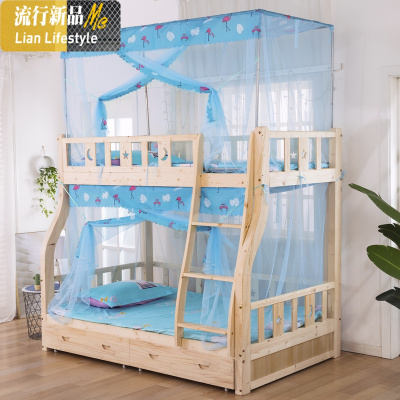 上下床蚊帐子母床上下铺高低床家用蚊帐加密帐纱防尘顶系绳铁架床 三维工匠