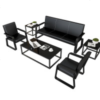 简约办公沙发商务接待办公室沙发三人位铁艺简易家具沙发茶几组合