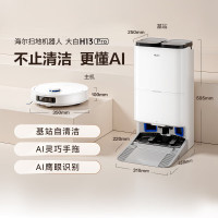 海尔(Haier)扫地机器人扫拖一体全自动集尘热水洗拖布热风烘干毛发切割0缠机械臂 RHSW-H13ProU1[旗舰版]