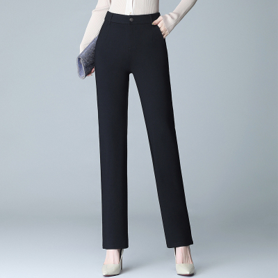 语娄高腰黑色直筒裤女宽松直筒九分矮小个子休闲中年妈妈西装裤春秋薄2021西裤